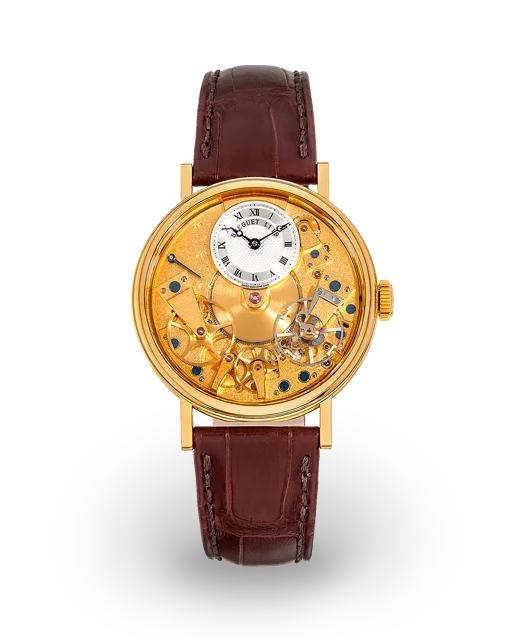 Breguet Tradition 37 Yellow Gold / Champagne/Silvered / Roman / Strap 7037BA/11/9V6  Model Image