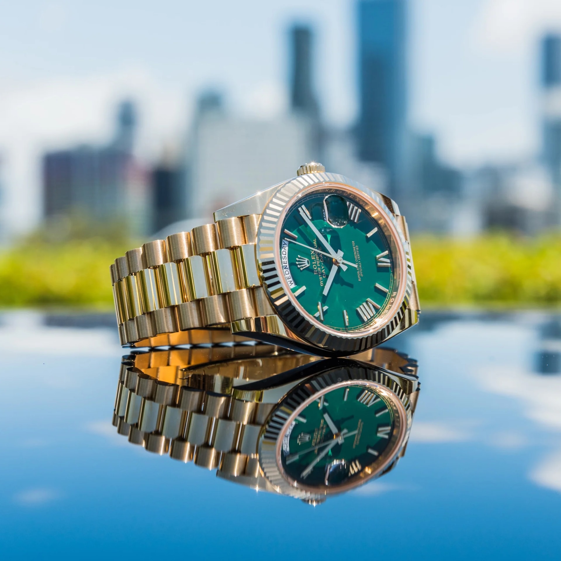 Rolex Day Date Gold Rolex Damenuhr GrÃ¼nes Zifferblatt Seiko Green