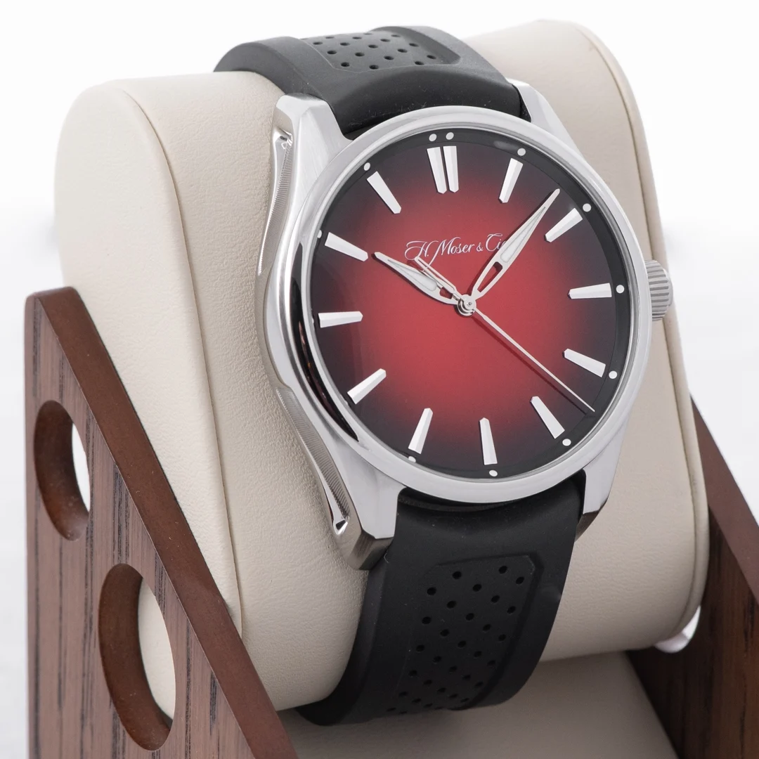 2021 H. Moser & Cie Pioneer Centre Seconds 42.8 Steel / Mad Red Fumé / Strap 3200-1207