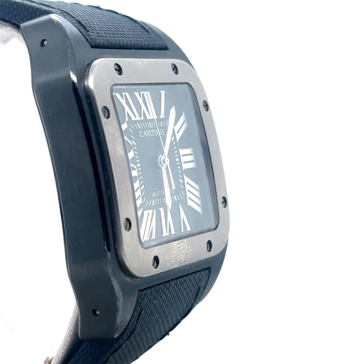 Cartier Santos 100 XL ADLC Titanium Black Roman Strap