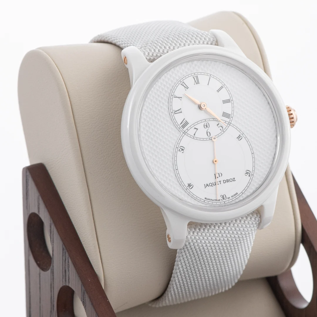 Jaquet Droz Grande Seconde 44 Ceramic and Rose Gold / White / Roman/Arabic / Strap J003036540