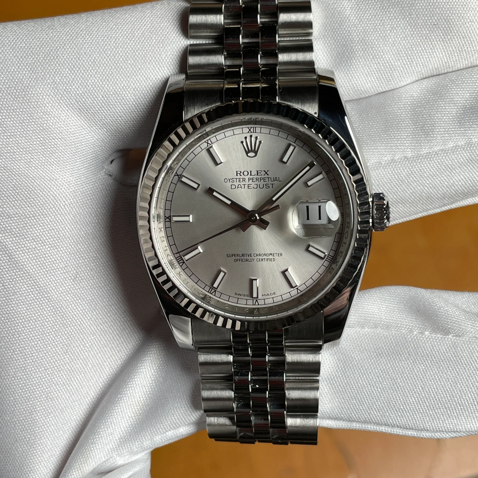 2010 Rolex Datejust 36 Fluted / Silver / Jubilee 116234-0080