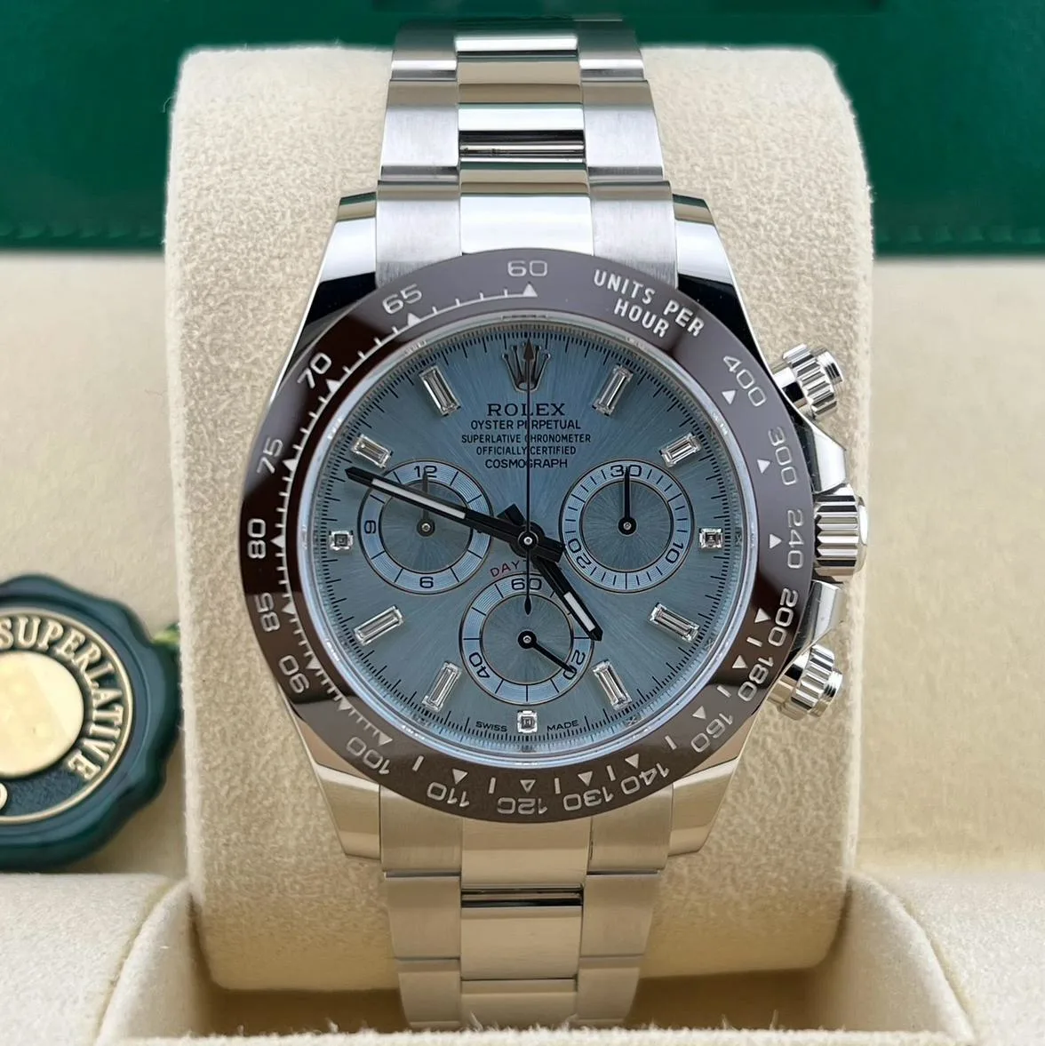 2021 Rolex Daytona Platinum / Ceramic / Ice-Blue / Baguette Diamond-Set 116506-0002 Listing Image 1