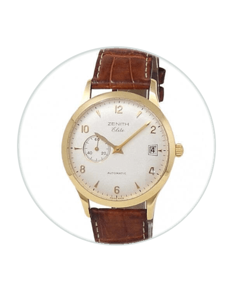 Zenith Elite 37 Yellow Gold Silvered Arabic Strap