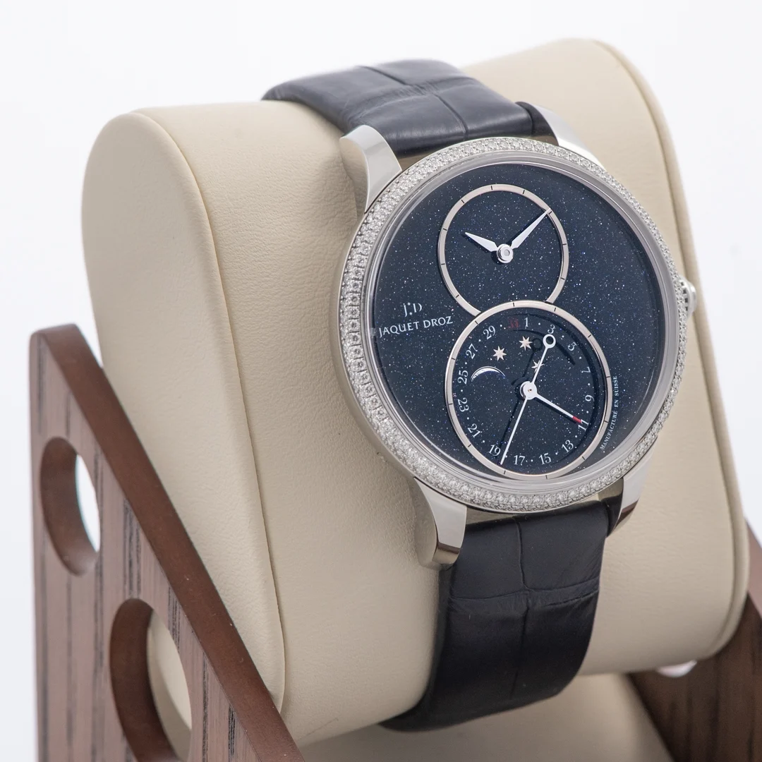 Jaquet Droz Grande Seconde Moon 43 Steel / Diamond-Set / Blue / Strap J007510270
