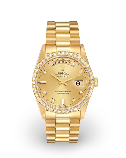 Rolex Day-Date 36 Yellow Gold / Diamond-Set / Champagne / Diamond-Set / President 18348  Model Image