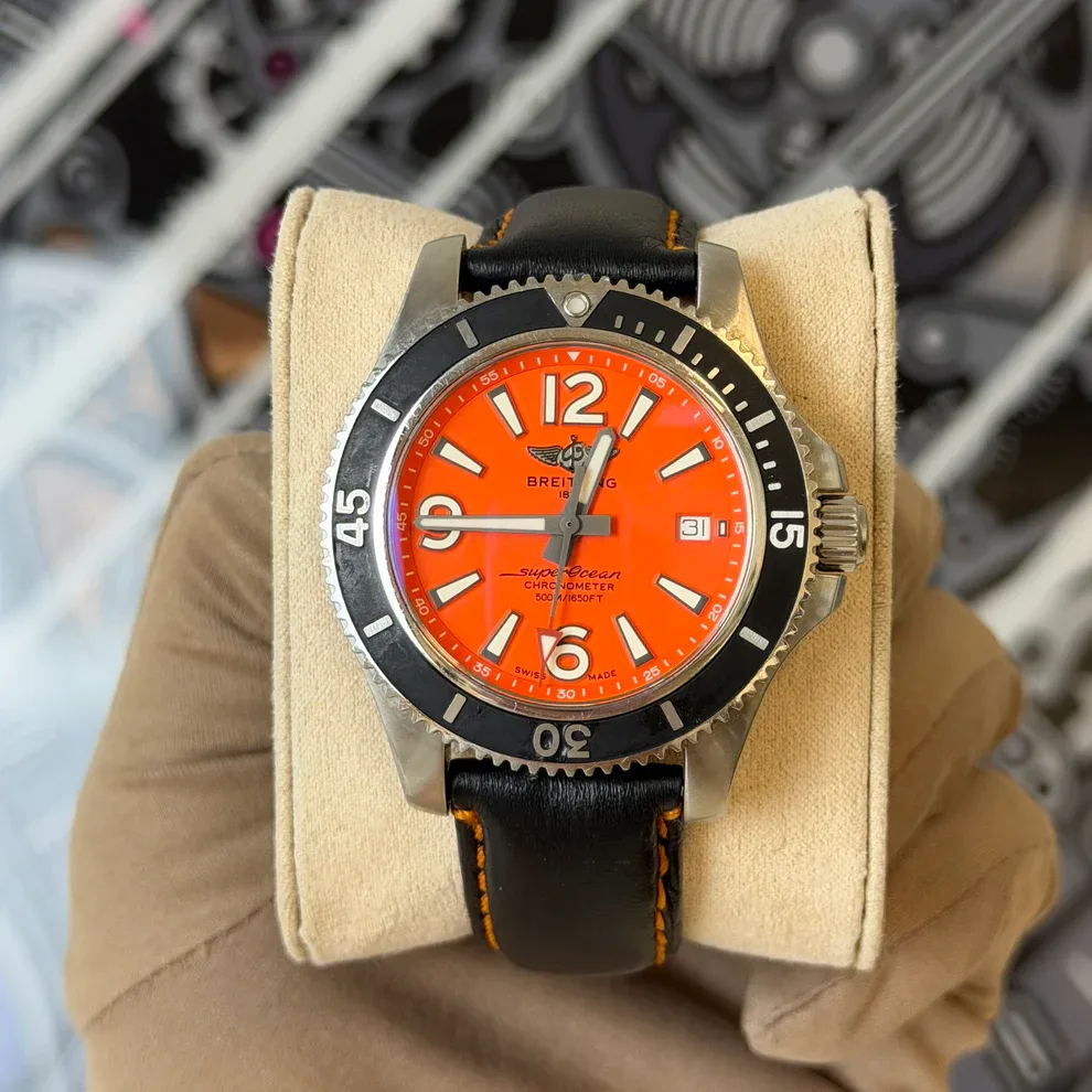 Breitling Superocean Automatic 42 Steel / Orange / Arabic / Strap   A17366